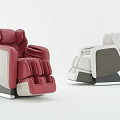 Two Modern Red and Beige Massage Chairs with Ergonomic Design and Plush Upholstery