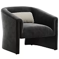 Modern Accent Chair Dark Gray Velvet Upholstery With Light Beige Cushion Contemporary Armrest Design