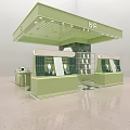 Elegant Jewelry Store With Light Green Display Counters And Ceiling Lighting 3d model