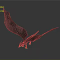 Mythical Dragon Creature With Purple Red Wings Spread On Grey Gradient Background