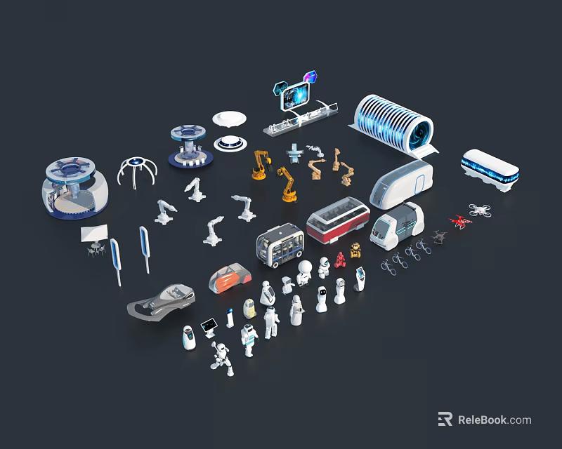 Smart Machines Various Types Including Robotic Models Mechanical Parts And Devices 3d model