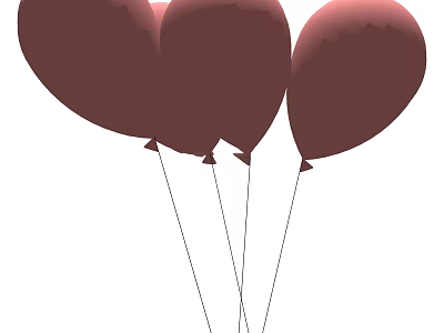 Three Dark Red Heart Shaped Balloons For Decorative Daily Life Supplies 3d model