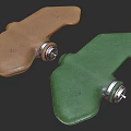 Brown And Green Weapon Components With Metal Parts Featuring Numbers 20 And 25