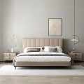 Modern background double bed 3d model