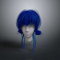 Game and Movie Character Featuring Blue Short Hair Wig With Two Braids And Blue Tassels