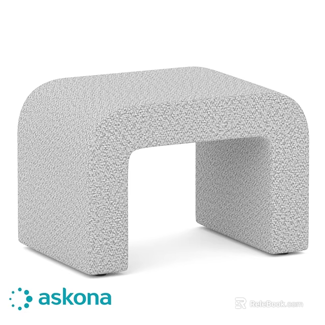 Modern Minimalist Sofa Stool With Light Gray Textured Fabric U Shaped Design 3d model 