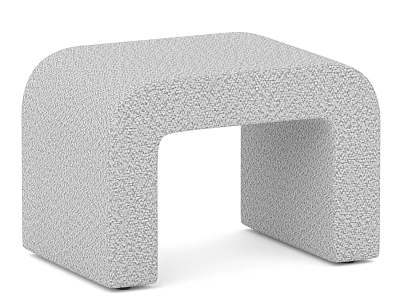 Modern Minimalist Sofa Stool With Light Gray Textured Fabric U Shaped Design 3d model