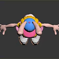 Children's Playful Rabbit Ear Doll Wearing Blue Hat Yellow Top Pink Shorts And Roller Skates