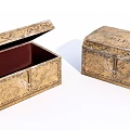 Vintage Style Decorative Ornament Set With Carved Open Box And Red Lining