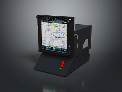 Advanced Digital Display Device Featuring Map Interface On Black Stand Design 3d model