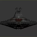 Detailed Sci-Fi Spaceship Model With Red Hull And Engine Structures