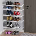 Multi Tiered White Corner Shoe Rack Organizing Various Shoes In Home