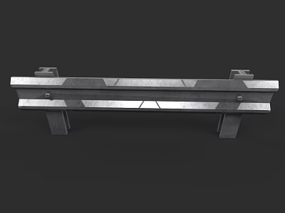 Metal Double Layer Guardrail With Support Legs And Geometric Patterns For Road Safety 3d model
