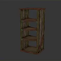 Rustic Wooden Shelf Unit With Multiple Storage Shelves And Natural Wood Design