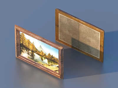 Wooden Photo Frames With Landscape Painting And Blank Display For Home Decor 3d model