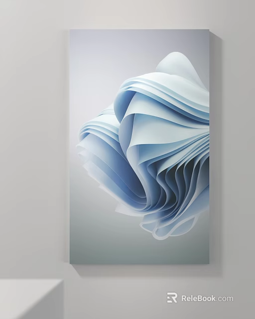Blue And White Layered 3D Paper Art Sculpture For Decorative 3d model 