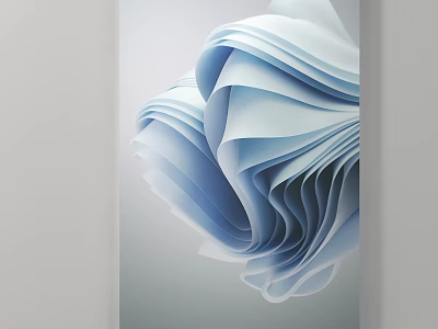 Blue And White Layered 3D Paper Art Sculpture For Decorative 3d model