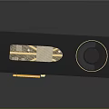 Black and Gold Graphics Card With Circular Fan And Ventilation Grilles Design 3d model