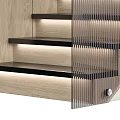 Modern Staircase With Glass Railings And Metal Frame For Contemporary Interiors