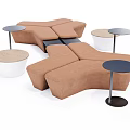 Modern public chair sofa coffee table combination 3d model