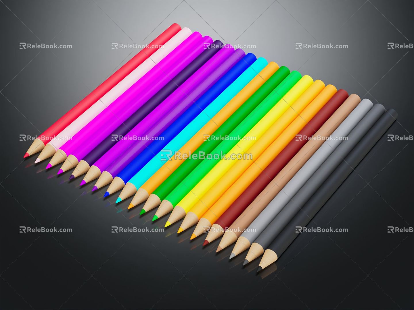 Modern color pen color pencil 3d model