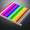 Colored Pencils In Assorted Vibrant Colors Neatly Arranged On Black Background