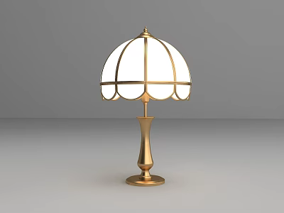 Elegant Gold Table Lamp With White Lampshade And Gold Trim Pedestal Base 3d model