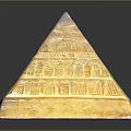 Ancient Pyramid Model With Yellow Stone Carved Patterns On Black Background 3d model