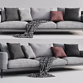 Modern three-seat sofa multiplayer sofa 3d model