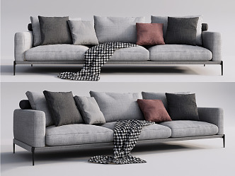 Modern three-seat sofa multiplayer sofa 3d model