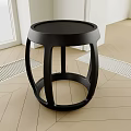 Black Modern Stool With Round Top And Openwork Sleek Design 3d model