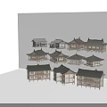 Traditional Ancient Architecture Designs Featuring Various Roof Structures And Wooden Elements