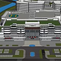 Aerial View Of Modern Large Building Complex With River Roads And Green Areas