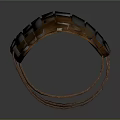 Rusted Metal Pipe Assembly With Brown Leather Straps And Rivets