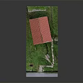 Ancient Building Model With Red Roof Stone Columns Stone Steps And Green Grassy Slope