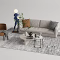 Quiet Sofa Tea Table Combination Sofa Coffee Table 3d model