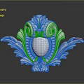 Classical White Decorative Ornament With Scroll Foliage And Oval Center Design