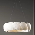 Modern Interior Chandelier Designs With White Petal And Metal Wire Ring Shapes