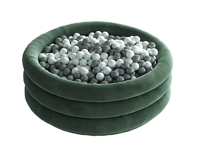 Sculpture Carving With Green Round Container Holding Black White Gray Balls 3d model