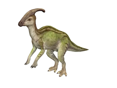 Dinosaur With Large Curved Crest Green Brown Striped Body Standing Posture 3D Rendering 3d model
