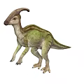 Dinosaur With Large Curved Crest Green Brown Striped Body Standing Posture 3D Rendering