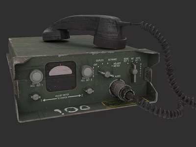 Military Green Vintage Radio Weapon Equipment Featuring Knobs Gauge And Handset 3d model