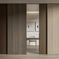 Sleek Wooden Sliding Doors With Dark And Light Wood Tones In Contemporary Interior Space