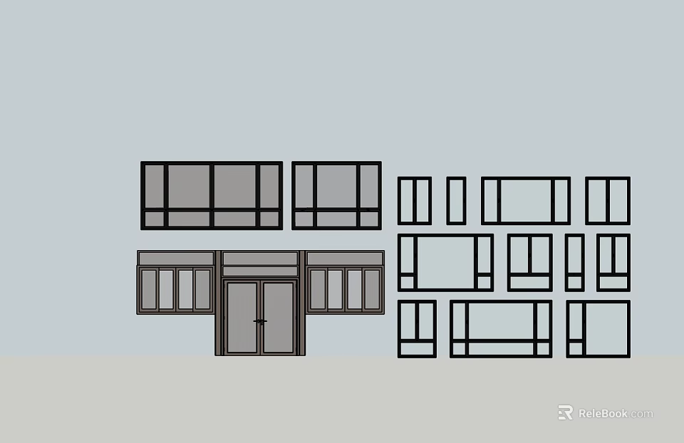Modern Sliding Windows With Various Frame Designs And Clear Glass Panels 3d model 