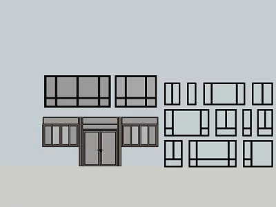 Modern Sliding Windows With Various Frame Designs And Clear Glass Panels 3d model