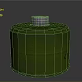Green Cylindrical Storage Container With Silver Metal Lid And Smooth Exterior
