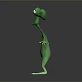 Green Animated Character With Big Eyes Long Limbs And Open Arms