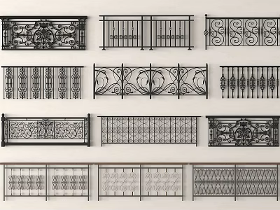 Decorative Iron Railings With Various Ornate Patterns And Diverse Design Styles 3d model