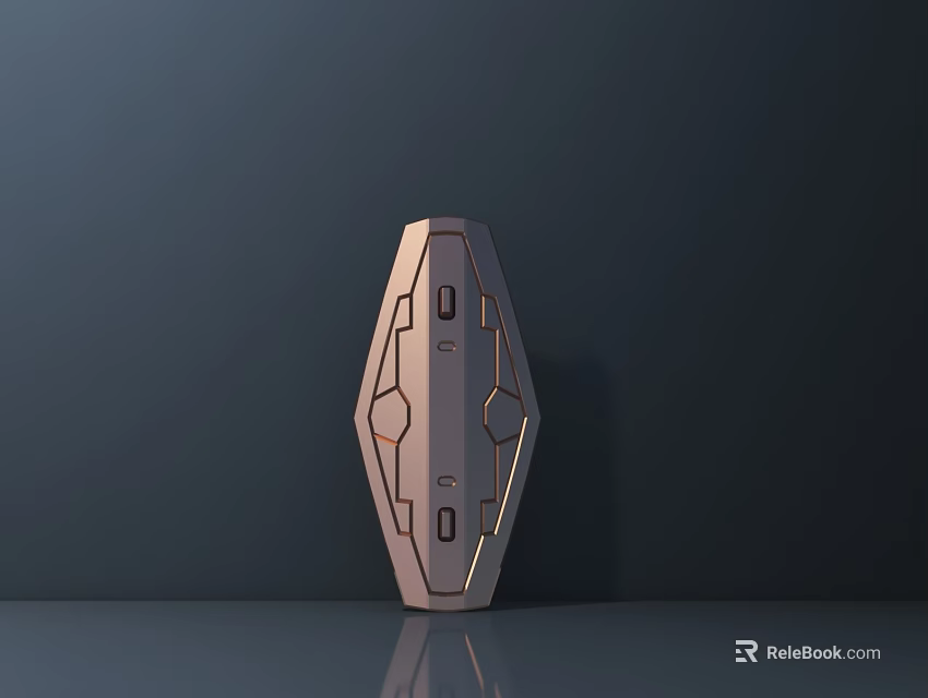 Public Facility With Metallic Texture Geometric Patterns And Rectangular Openings On Smooth Surface 3d model 