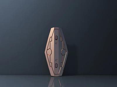 Public Facility With Metallic Texture Geometric Patterns And Rectangular Openings On Smooth Surface 3d model